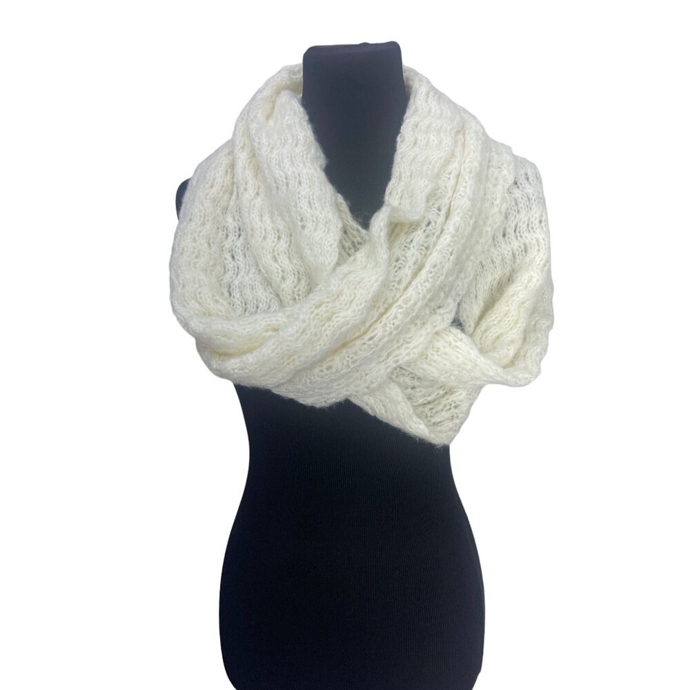 A.N.A White Cream Color Cable Knit Infinity‎ Wrap Scarf